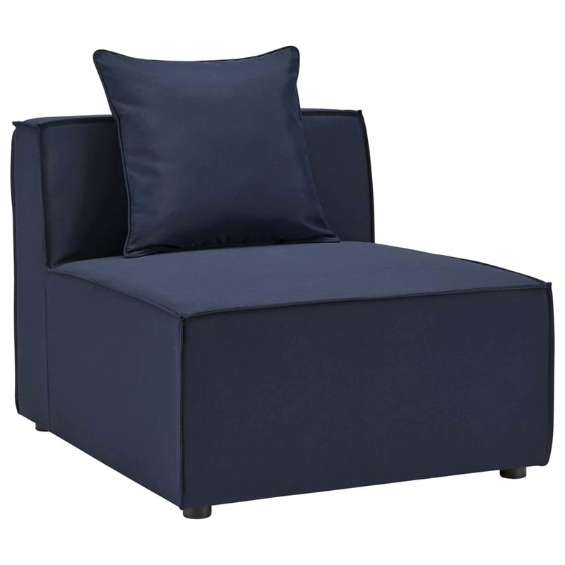 Modway Saybrook 8-Piece Patio Fabric Upholstered Sectional Sofa in Navy