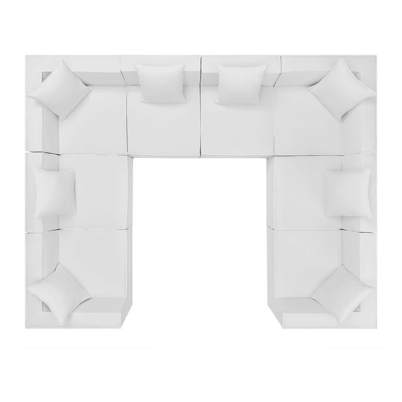 Modway Saybrook 8-piece Patio Upholstered Fabric Sectional Sofa in White