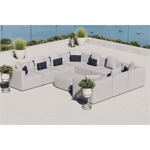 Modway Saybrook 10-Piece Patio Fabric Upholstered Sectional Sofa in Gray