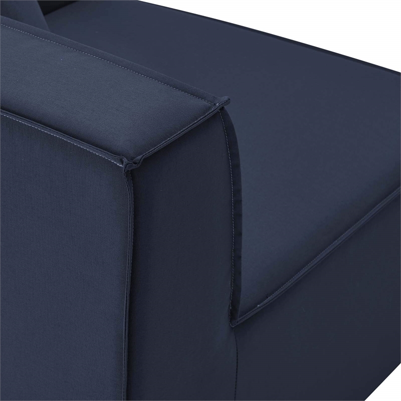 Modway Saybrook 10-Piece Patio Fabric Upholstered Sectional Sofa in Navy