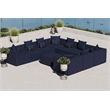 Modway Saybrook 10-Piece Patio Fabric Upholstered Sectional Sofa in Navy