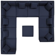 Modway Saybrook 10-Piece Patio Fabric Upholstered Sectional Sofa in Navy
