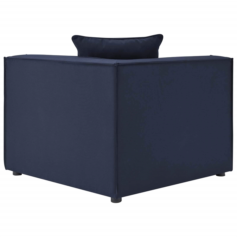 Modway Saybrook 10-Piece Patio Fabric Upholstered Sectional Sofa in Navy
