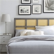 Modway Luana Cane Rattan and Rubberwood Full Headboard in Gray