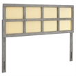 Modway Luana Cane Rattan and Rubberwood Full Headboard in Gray