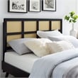Modway Luana Cane Rattan and Rubberwood Queen Headboard in Black