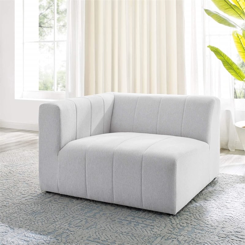 Modway Bartlett Polyester Fabric Upholstered Left Arm Chair in Ivory