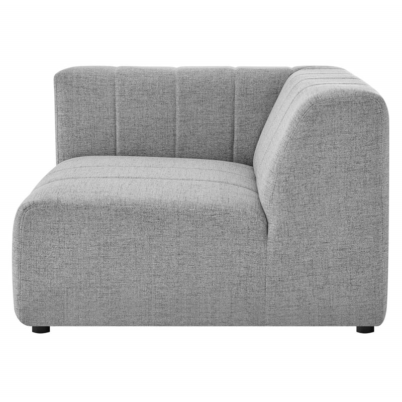 Modway Bartlett Polyester Fabric Upholstered Left Arm Chair in Light Gray