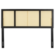 Modway Delmare Cane Rattan and Rubberwood King Headboard in Black
