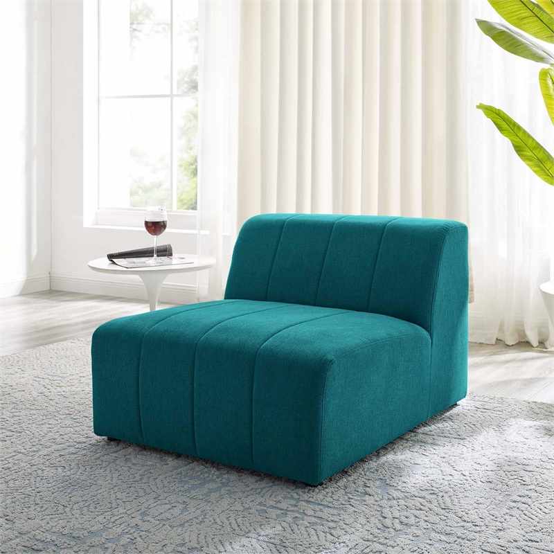 Modway Bartlett Polyester Fabric Upholstered Armless Chair in Teal Blue