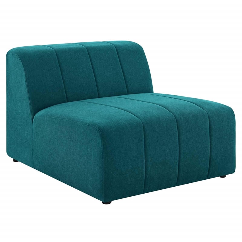 Modway Bartlett Polyester Fabric Upholstered Armless Chair in Teal Blue