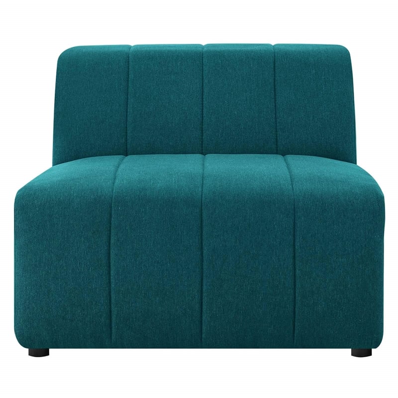Modway Bartlett Polyester Fabric Upholstered Armless Chair in Teal Blue