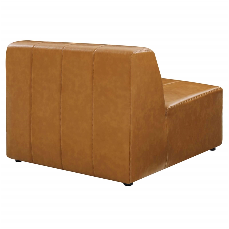 Modway Bartlett Tufting Faux Leather Upholstered Armless Chair in Tan