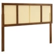 Modway Delmare Cane Rattan and Rubberwood King Headboard in Walnut