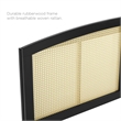 Modway Halcyon Cane Rattan and Rubberwood Full Headboard in Black