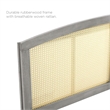 Modway Halcyon Cane Rattan and Rubberwood Queen Headboard in Gray