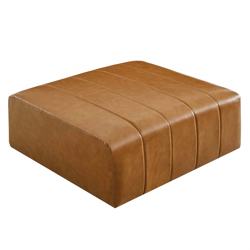 Modway Bartlett Modern Upholstered Faux Leather Ottoman in Tan