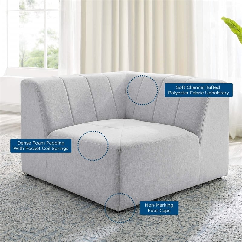 Modway Bartlett Polyester Fabric Upholstered Corner Chair in Ivory