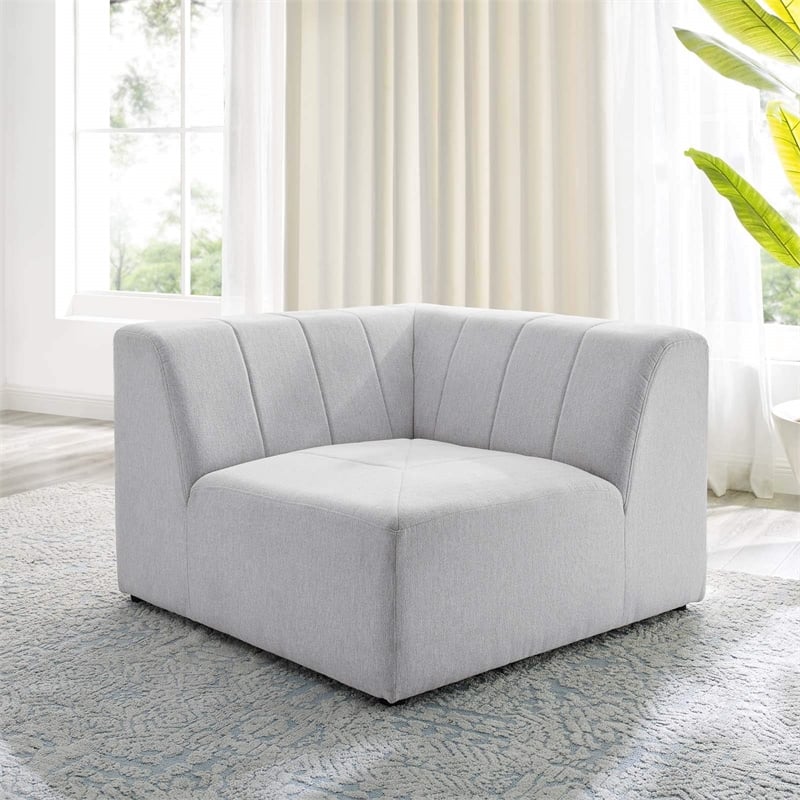 Modway Bartlett Polyester Fabric Upholstered Corner Chair in Ivory