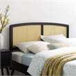 Modway Halcyon Cane Rattan and Rubberwood King Headboard in Black