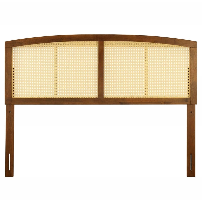 modway halcyon cane rattan and rubberwood king headboard in walnut