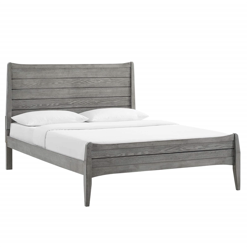 Modway Georgia King Rubberwood and MDF Wood Platform Bed in Gray