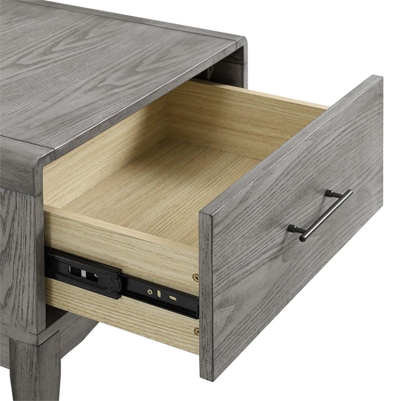 Modway Georgia Modern Rubberwood and Wood Nightstand in Gray Finish