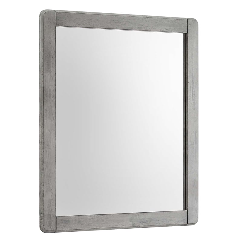 Modway Georgia Modern Style Solid Rubberwood Mirror in Gray Finish