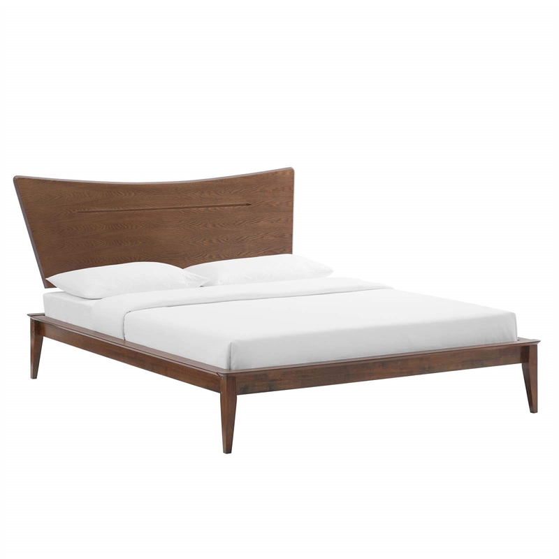 Modway Astra Full Rubberwood and MDF Wood Platform Bed in Walnut
