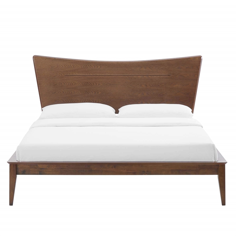 Modway Astra Full Rubberwood and MDF Wood Platform Bed in Walnut