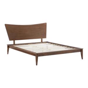 modway astra queen rubberwood and mdf wood platform bed in walnut