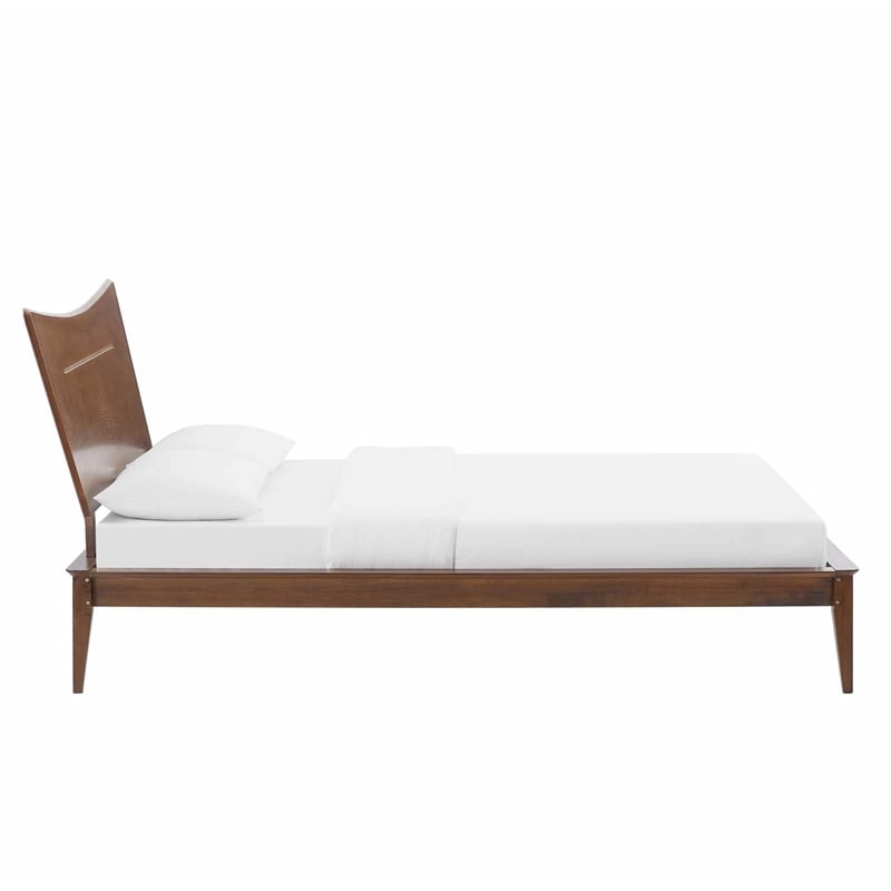 Modway Astra Queen Rubberwood and MDF Wood Platform Bed in Walnut