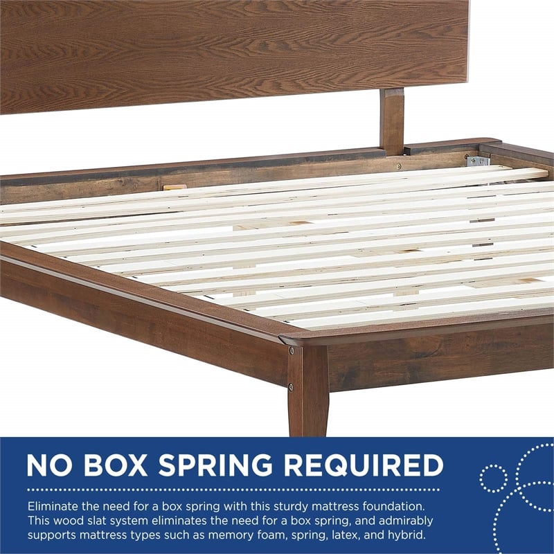 Modway Astra King Rubberwood and MDF Wood Platform Bed in Walnut