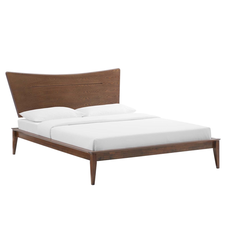 Modway Astra King Rubberwood and MDF Wood Platform Bed in Walnut