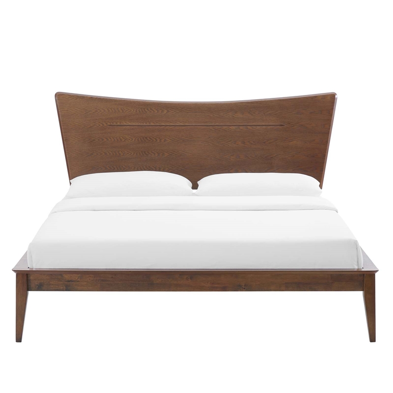 Modway Astra King Rubberwood and MDF Wood Platform Bed in Walnut