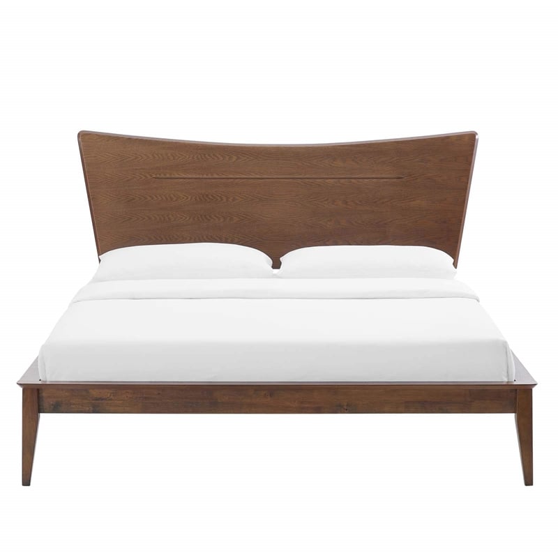 Modway Astra King Rubberwood and MDF Wood Platform Bed in Walnut
