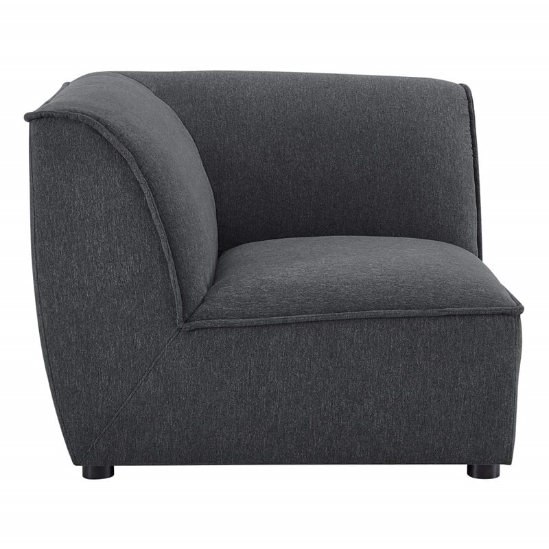 Modway Comprise Polyester Fabric Corner Sectional Sofa Chair in Charcoal