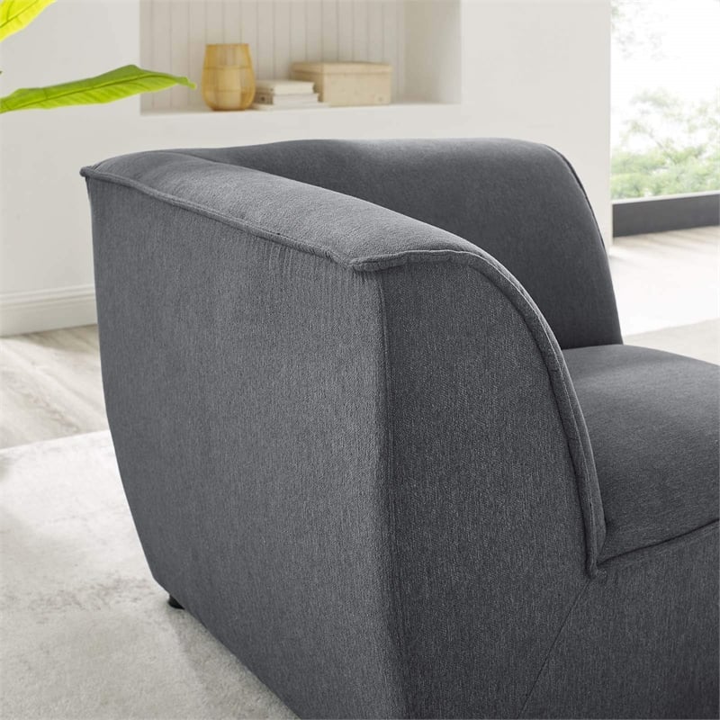 Modway Comprise Polyester Fabric Corner Sectional Sofa Chair in Charcoal