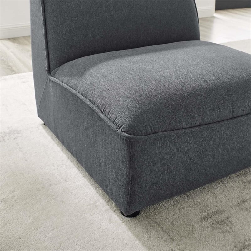 Modway Comprise Modern Polyester Fabric Armless Chair in Charcoal
