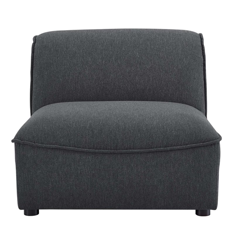 Modway Comprise Modern Polyester Fabric Armless Chair in Charcoal
