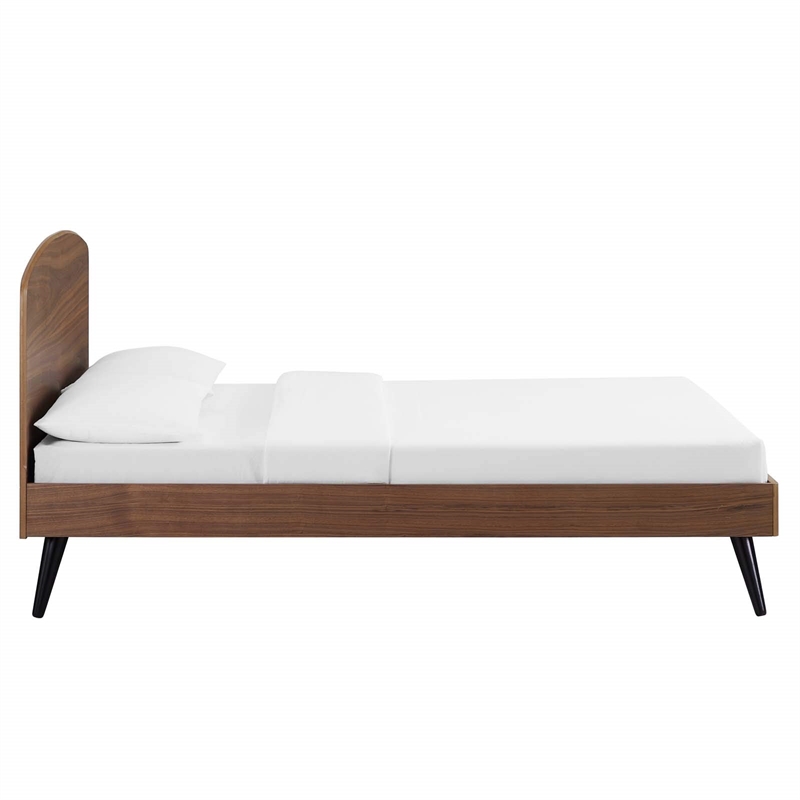 Modway Bronwen Queen Rubberwood and MDF Wood Platform Bed in Walnut