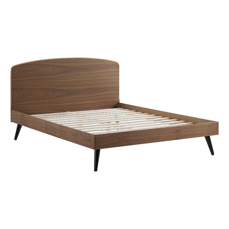 Modway Bronwen King Rubberwood and MDF Wood Platform Bed in Walnut