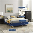 Modway Sutton Queen Modern Performance Velvet Bed Frame in Navy