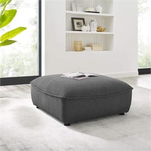 Modway Comprise Modern Polyester Fabric Sectional Sofa Ottoman in Charcoal