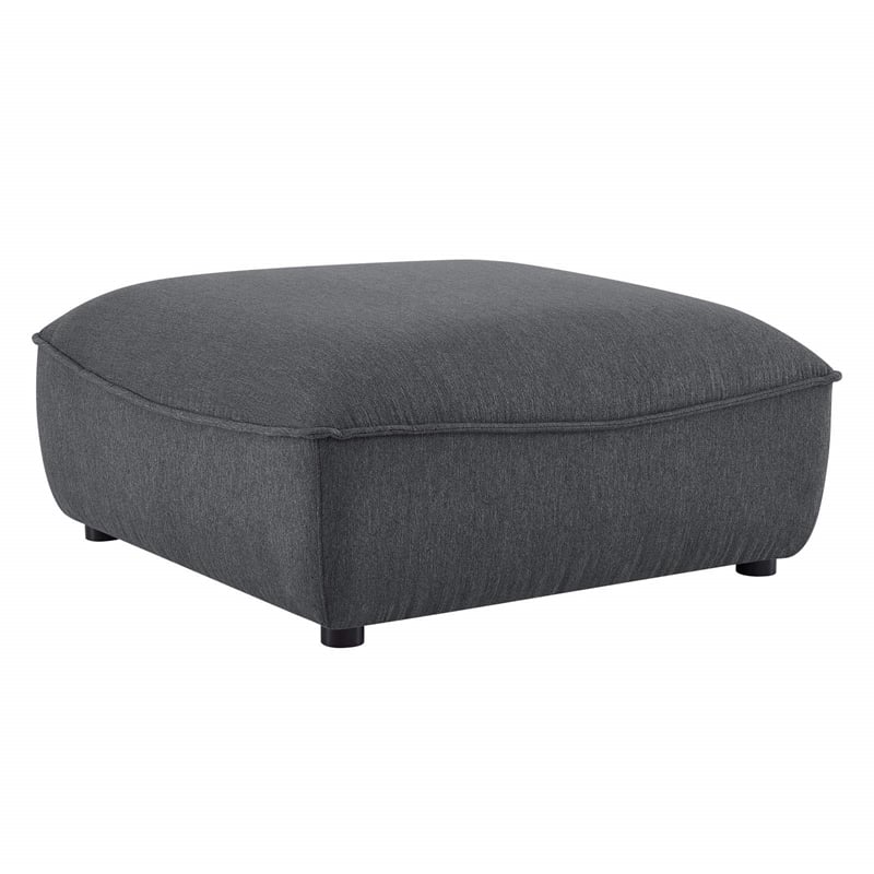Modway Comprise Modern Polyester Fabric Sectional Sofa Ottoman in Charcoal