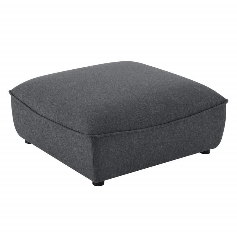 Modway Comprise Modern Polyester Fabric Sectional Sofa Ottoman in Charcoal