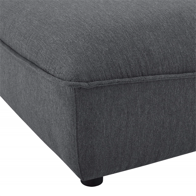 Modway Comprise Modern Polyester Fabric Sectional Sofa Ottoman in Charcoal