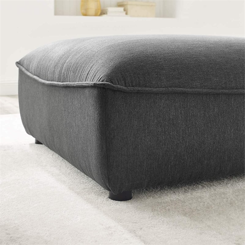 Modway Comprise Modern Polyester Fabric Sectional Sofa Ottoman in Charcoal