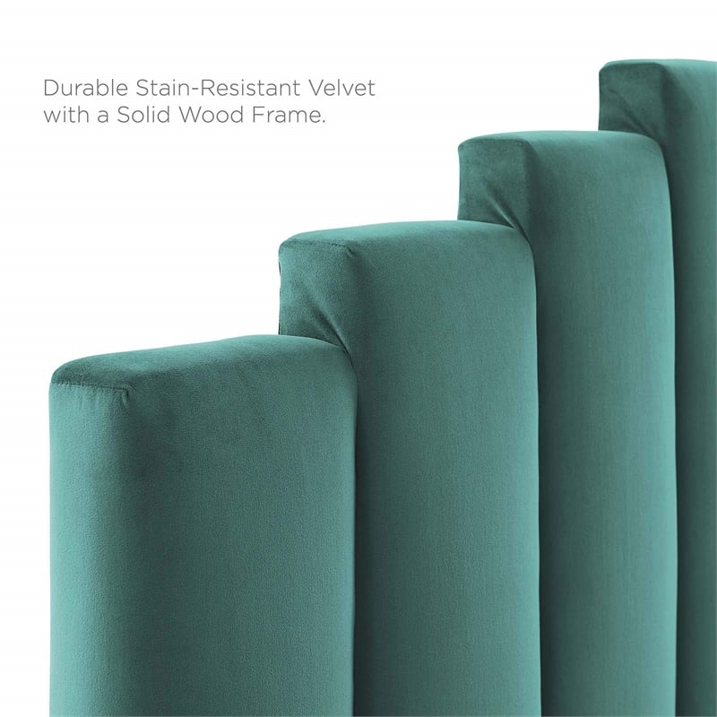 Modway Noelle Modern Performance Velvet Twin Headboard in Teal Green