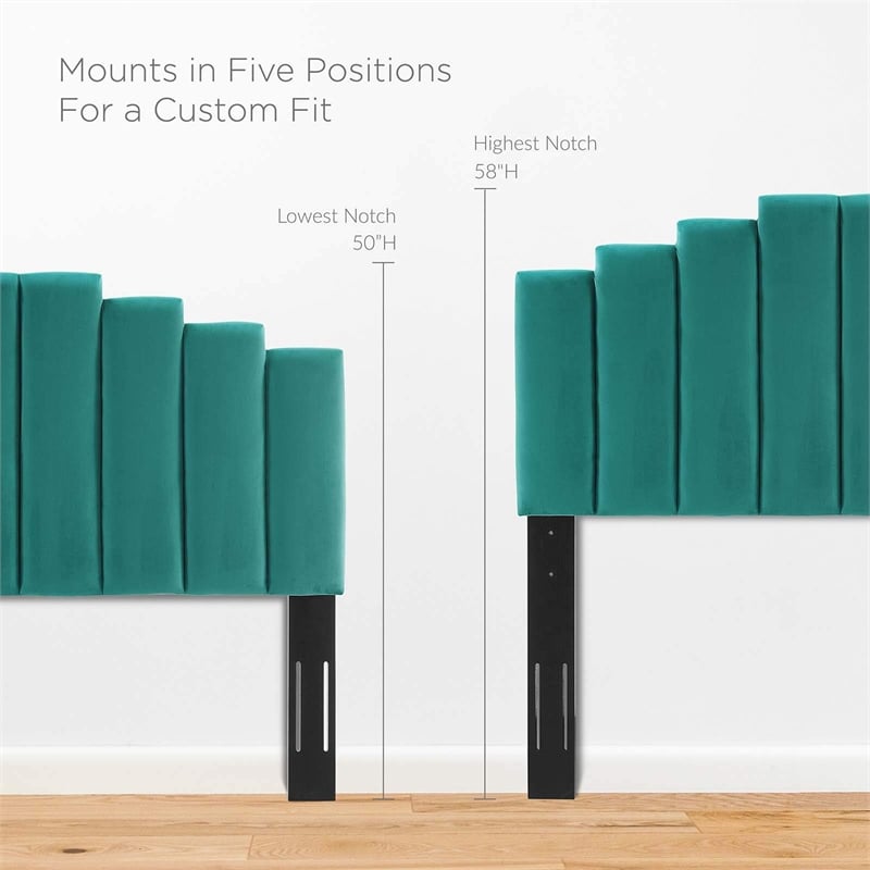 Modway Noelle Modern Performance Velvet Twin Headboard in Teal Green